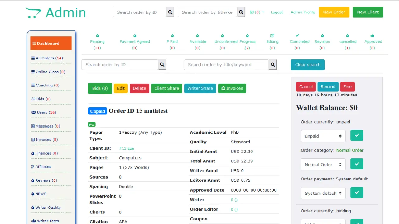 Academic Writing Ordering System